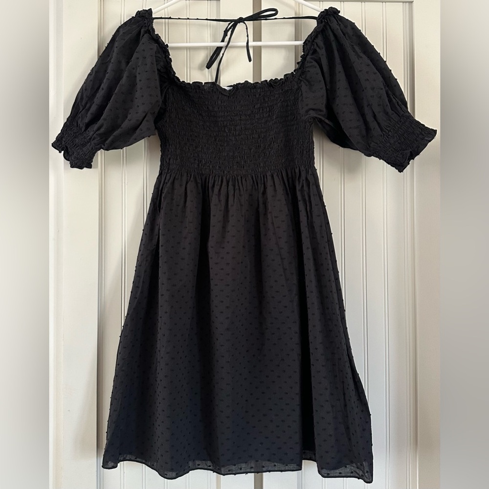 Hill House Black Swiss Dot Puff Sleeve Dress - Picture 2 of 5